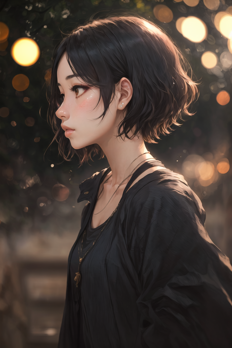 00401-3627875950-masterpiece,best quality, 1girl,solo,beautiful face, (close up_1.2), black short hair, side profile, nature,backlinghting, bokeh.png